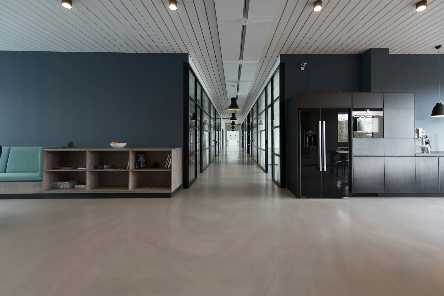 Open office with desks and natural light
